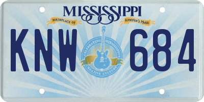 MS license plate KNW684