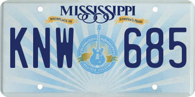 MS license plate KNW685