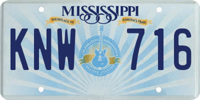 MS license plate KNW716