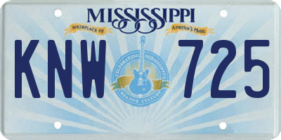 MS license plate KNW725
