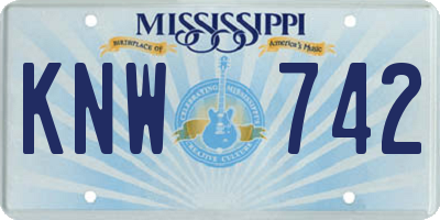 MS license plate KNW742