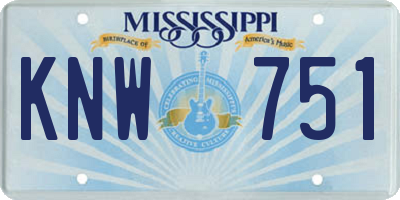 MS license plate KNW751