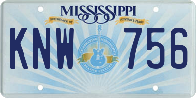 MS license plate KNW756