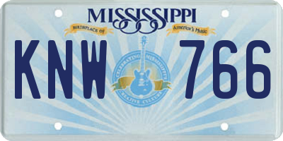 MS license plate KNW766