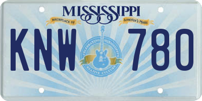 MS license plate KNW780
