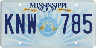MS license plate KNW785