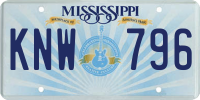 MS license plate KNW796