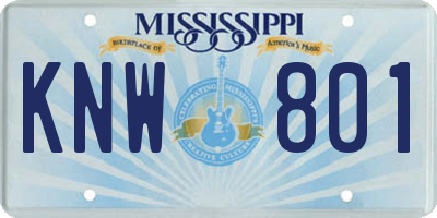 MS license plate KNW801