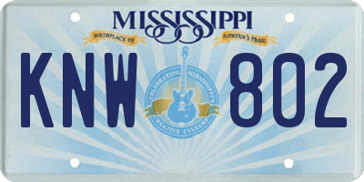 MS license plate KNW802
