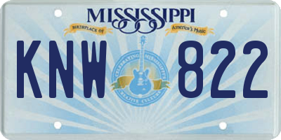 MS license plate KNW822