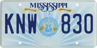 MS license plate KNW830