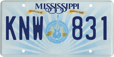 MS license plate KNW831