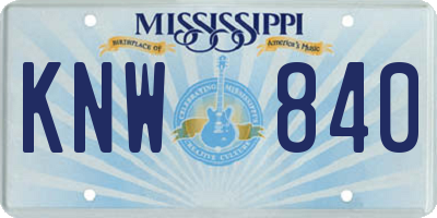 MS license plate KNW840