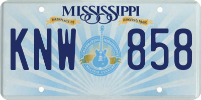 MS license plate KNW858