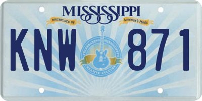 MS license plate KNW871