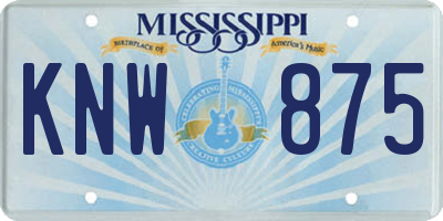 MS license plate KNW875
