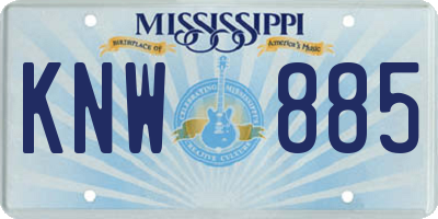 MS license plate KNW885