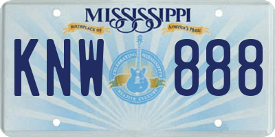 MS license plate KNW888