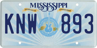 MS license plate KNW893