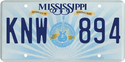 MS license plate KNW894