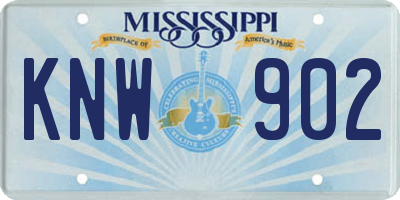 MS license plate KNW902