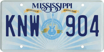 MS license plate KNW904