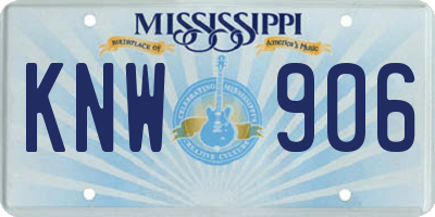 MS license plate KNW906