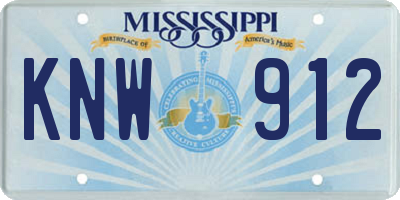 MS license plate KNW912