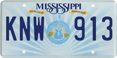 MS license plate KNW913