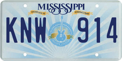 MS license plate KNW914