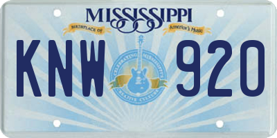MS license plate KNW920