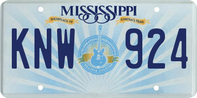 MS license plate KNW924