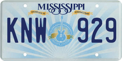 MS license plate KNW929