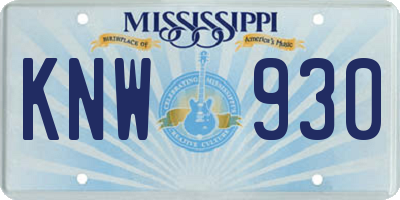 MS license plate KNW930