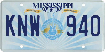 MS license plate KNW940