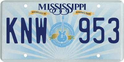 MS license plate KNW953