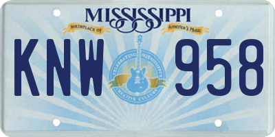 MS license plate KNW958