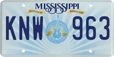 MS license plate KNW963