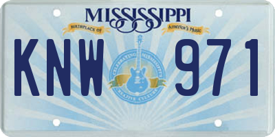 MS license plate KNW971