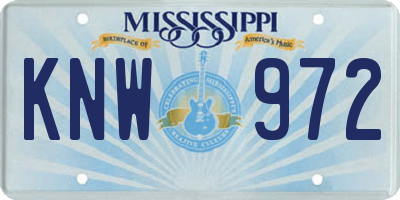 MS license plate KNW972