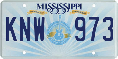 MS license plate KNW973