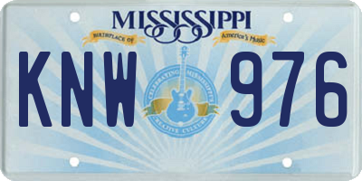 MS license plate KNW976
