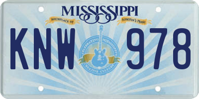MS license plate KNW978