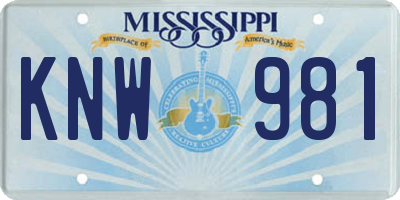 MS license plate KNW981