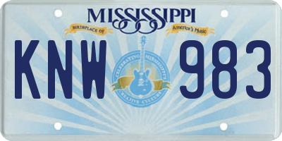 MS license plate KNW983