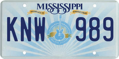 MS license plate KNW989