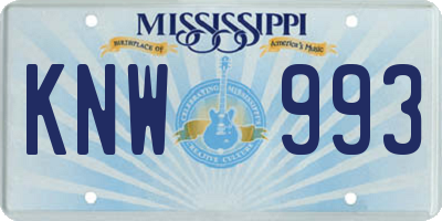 MS license plate KNW993