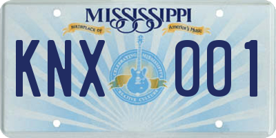 MS license plate KNX001