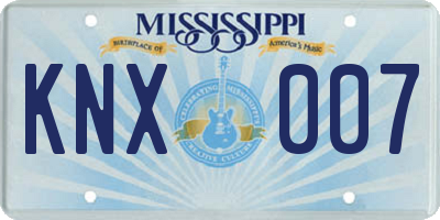 MS license plate KNX007