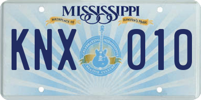 MS license plate KNX010